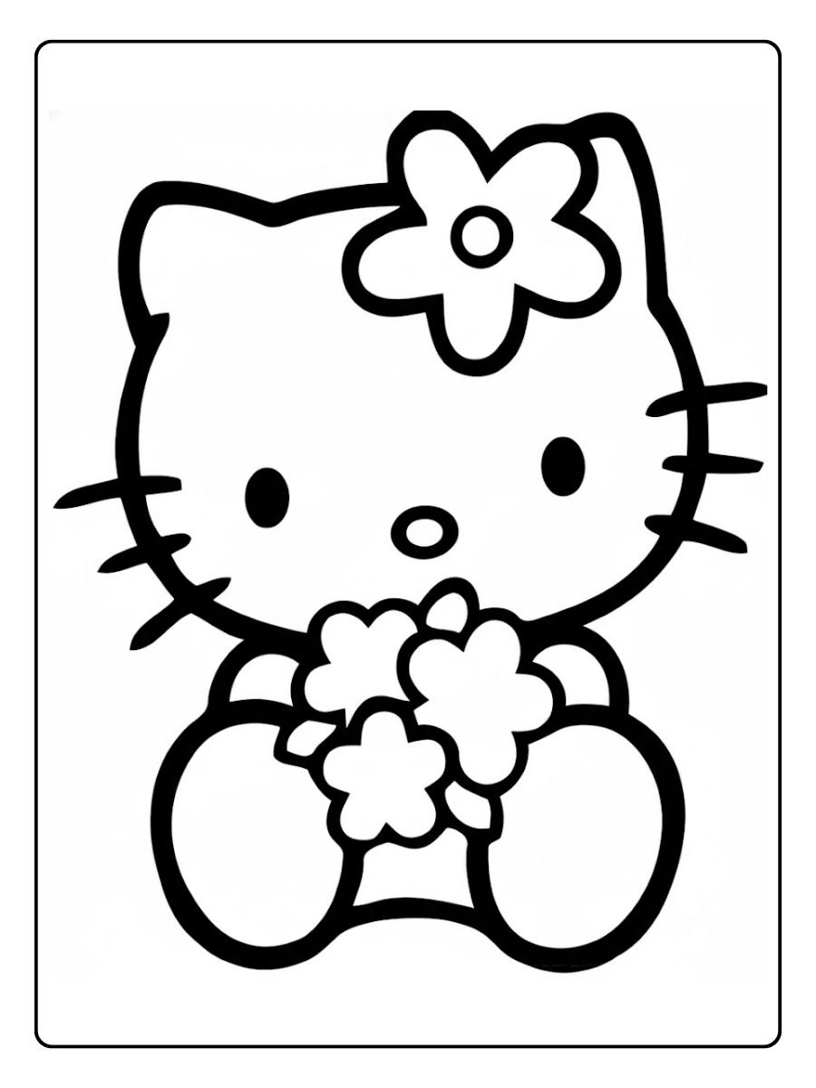 Hello Kitty Ausmalbilder mit Blumen