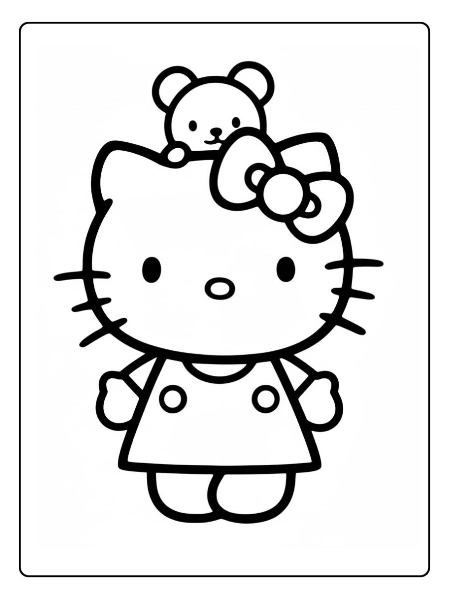 Hello Kitty Ausmalbilder mit Teddybär