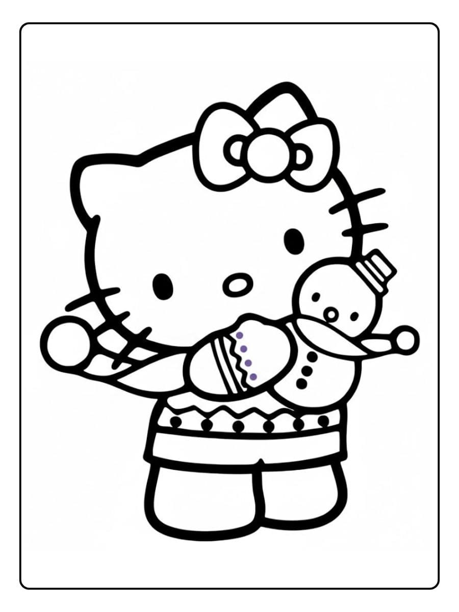 Hello Kitty Malvorlage Weihnachten Nur die Konturen