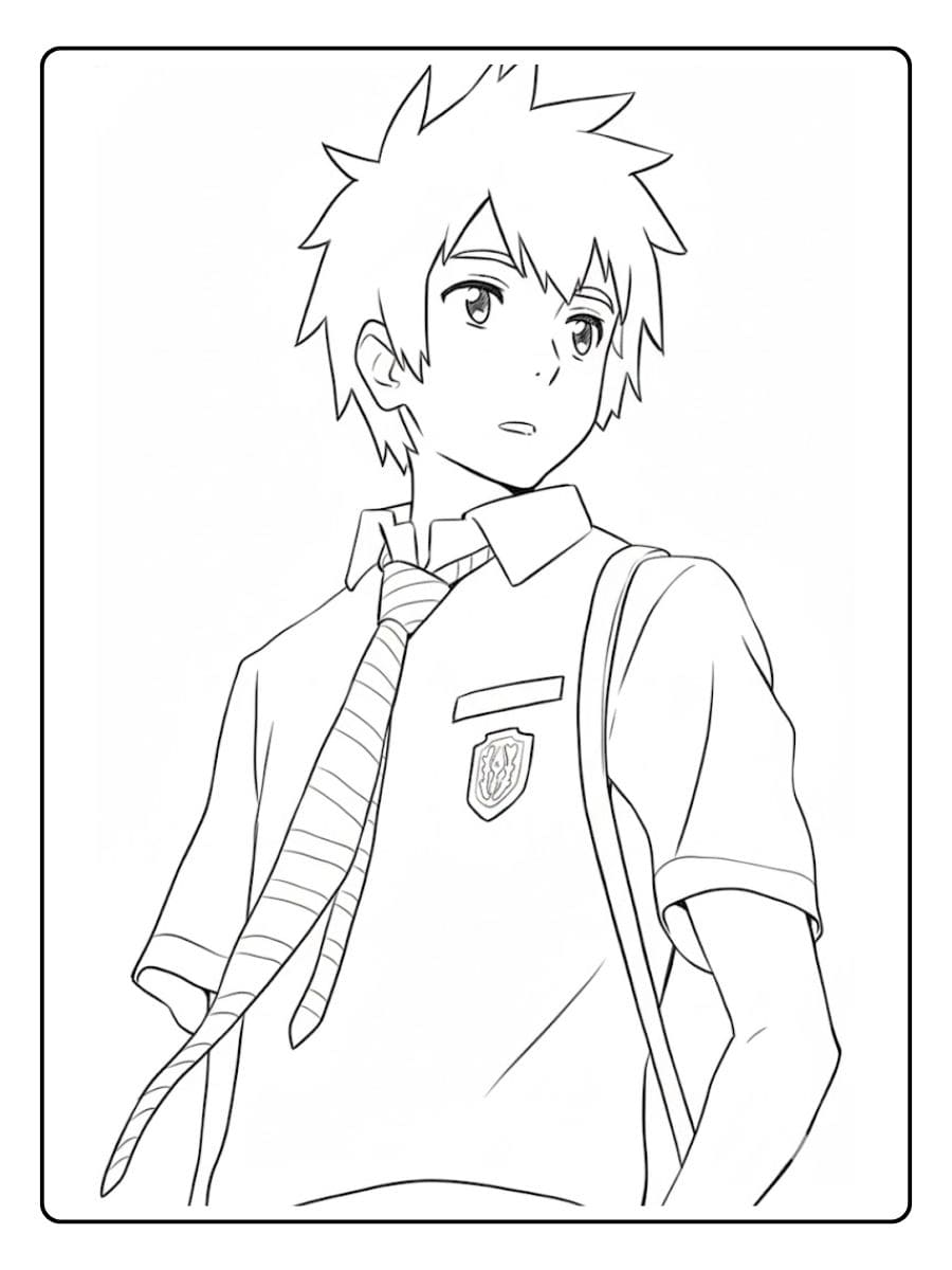 Junge Schuluniform Anime Ausmalbilder Skizze