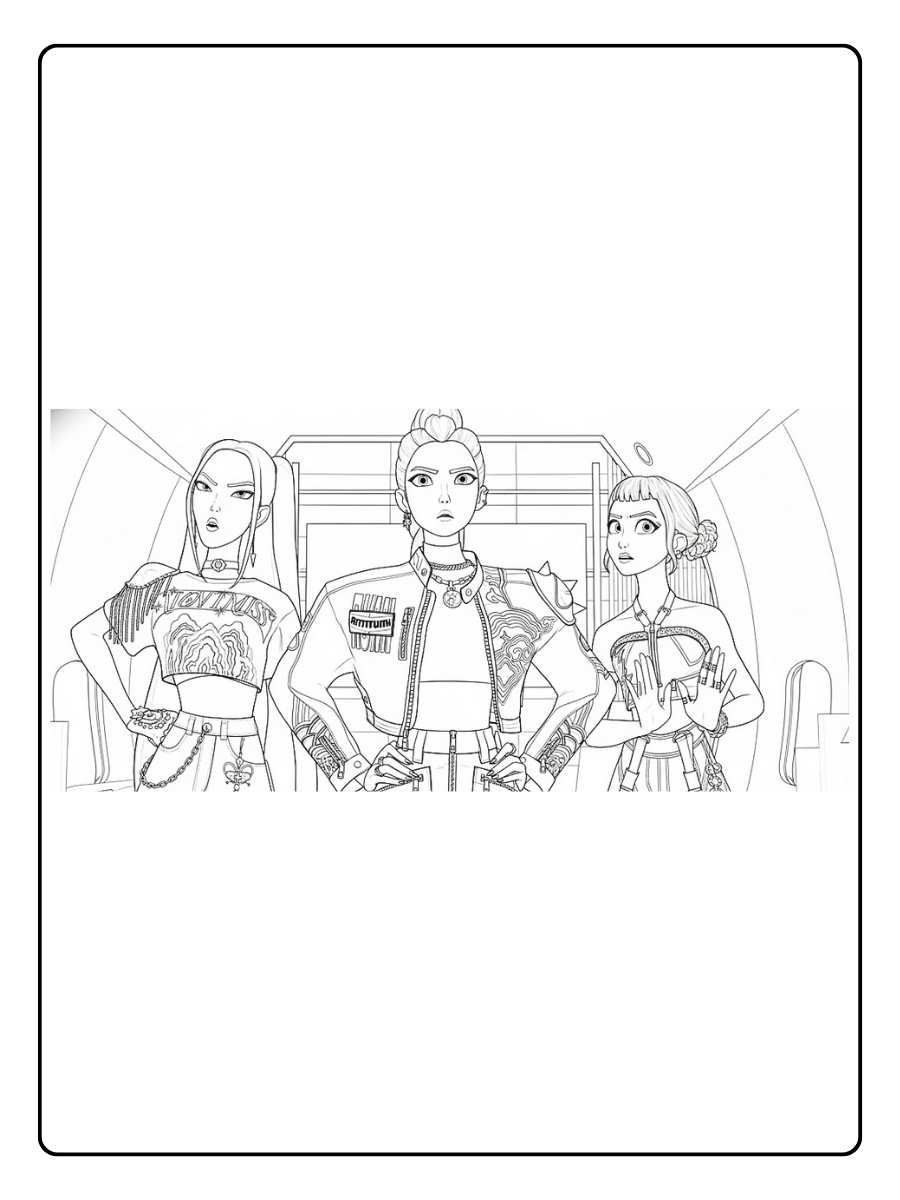 Kpop Demon Hunters Ausmalbilder Leere Vorlage für eigene Zeichnung