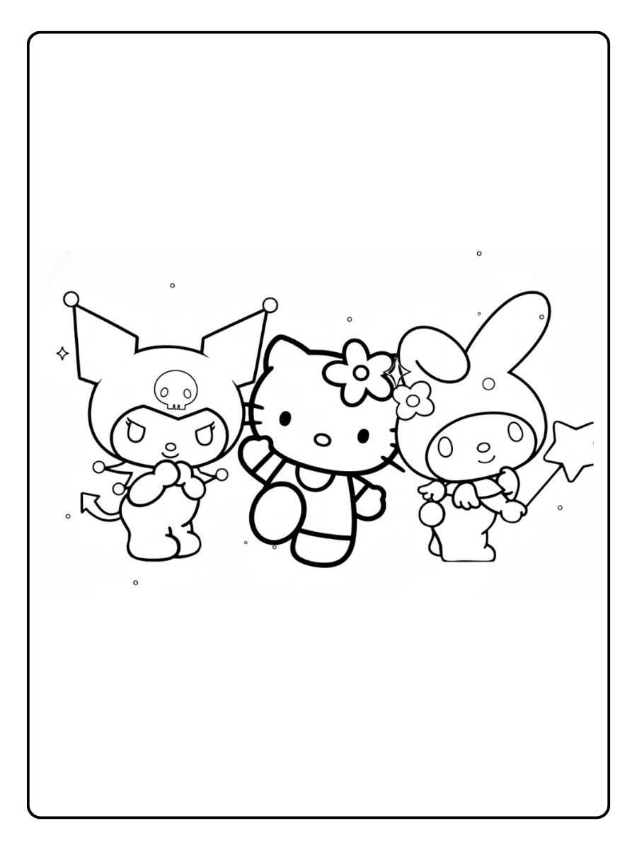 Kuromi Hello Kitty Ausmalbilder im Party Stil