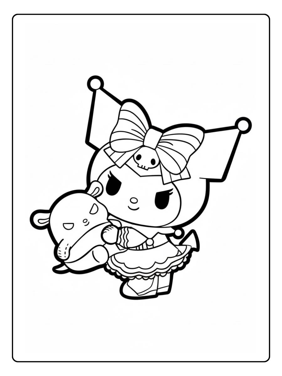 Kuromi Hello Kitty Ausmalbilder im niedlichen Kostüm