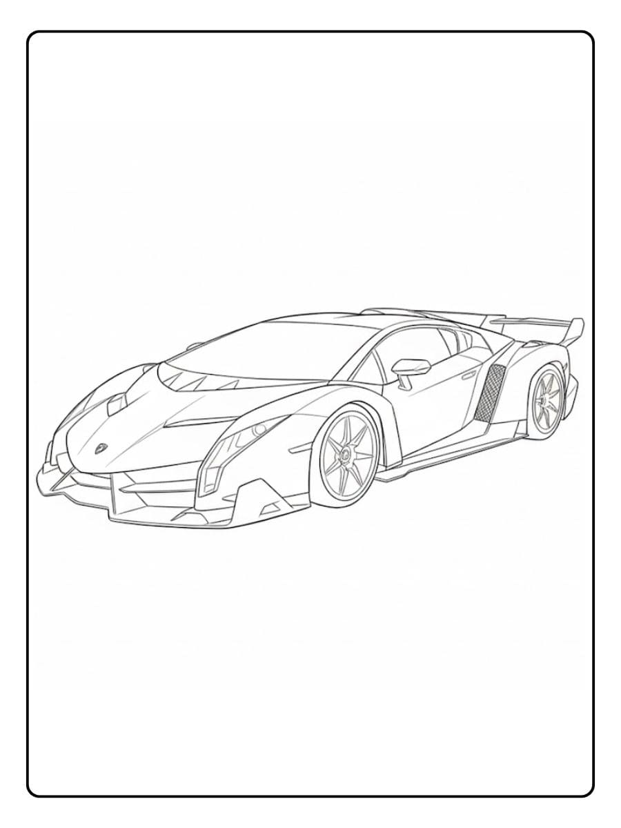 Lamborghini Ausmalbild Einfache Strichzeichnung des Veneno