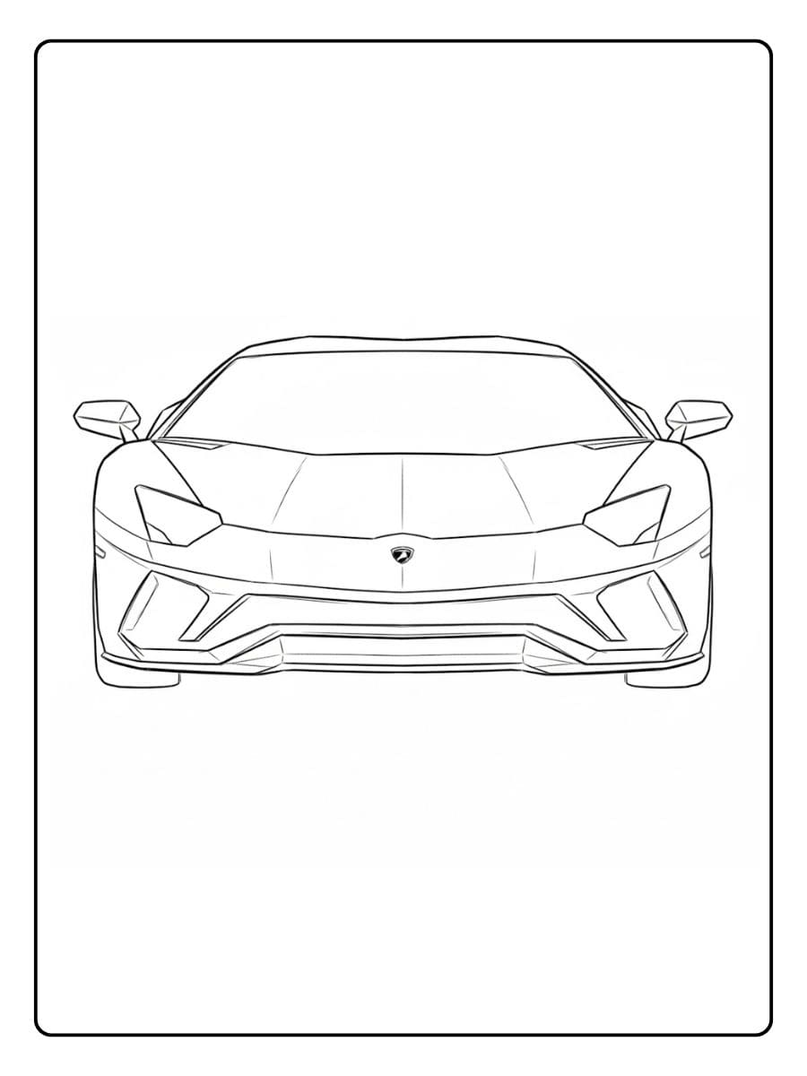 Lamborghini Ausmalbild Frontansicht Skizze