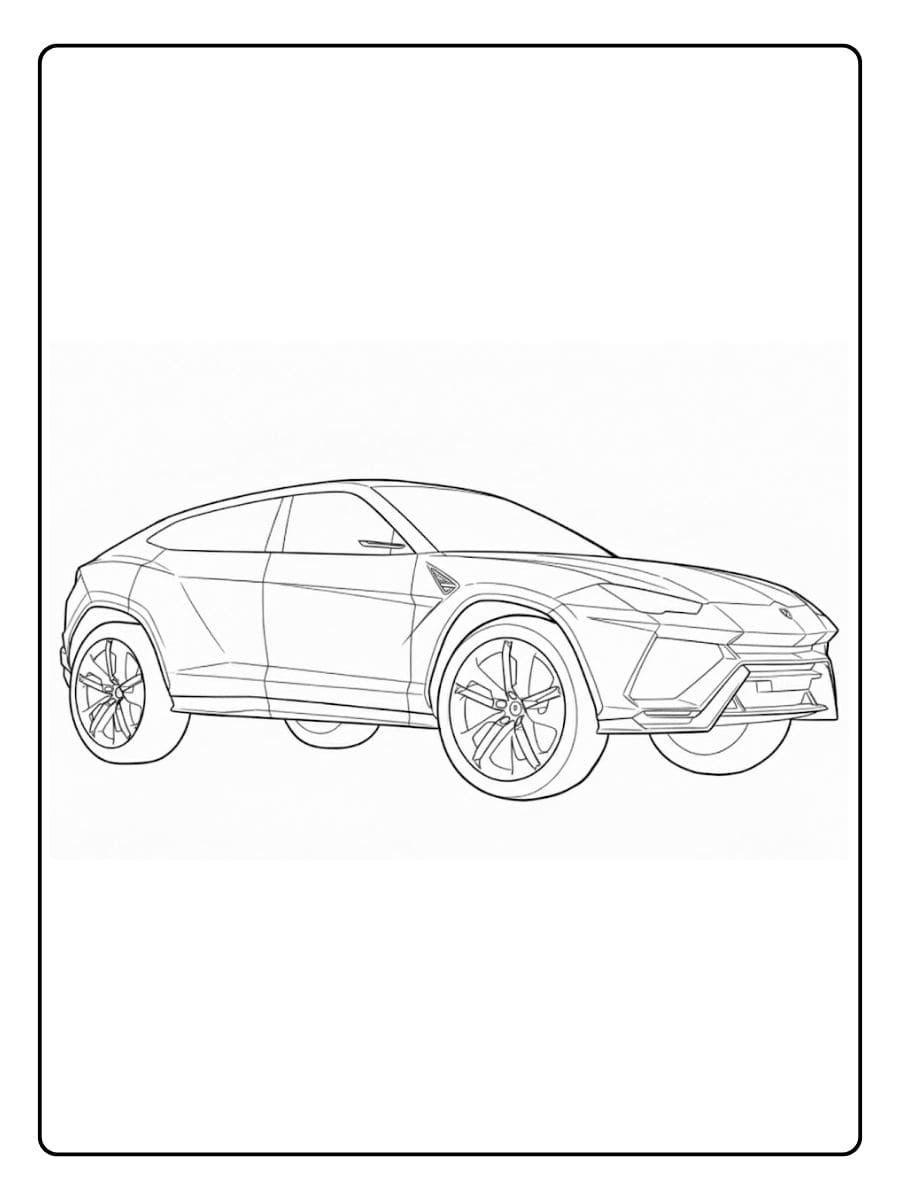 Lamborghini Urus Ausmalbilder Einfache und große Umrisszeichnung eines SUVs