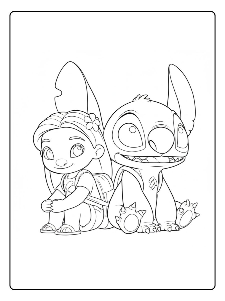 Lilo und Stitch Ausmalbilder Einfache Umrisszeichnung