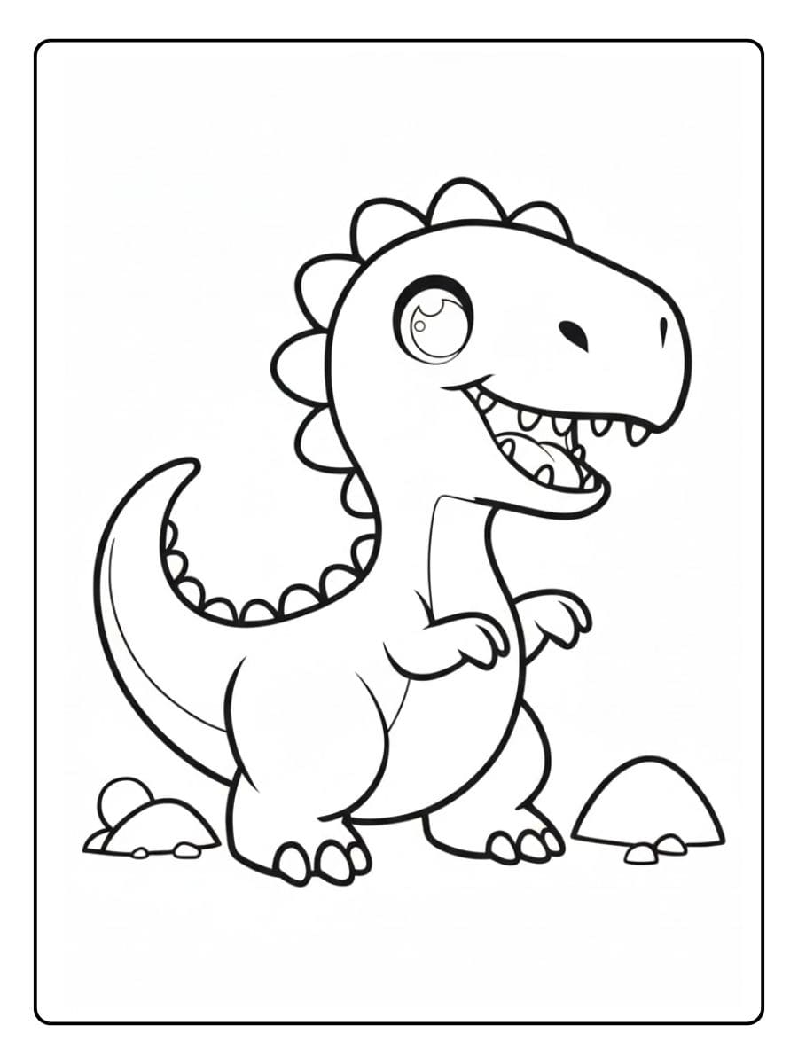 Lustiges Dino Ausmalbild mit großen Augen