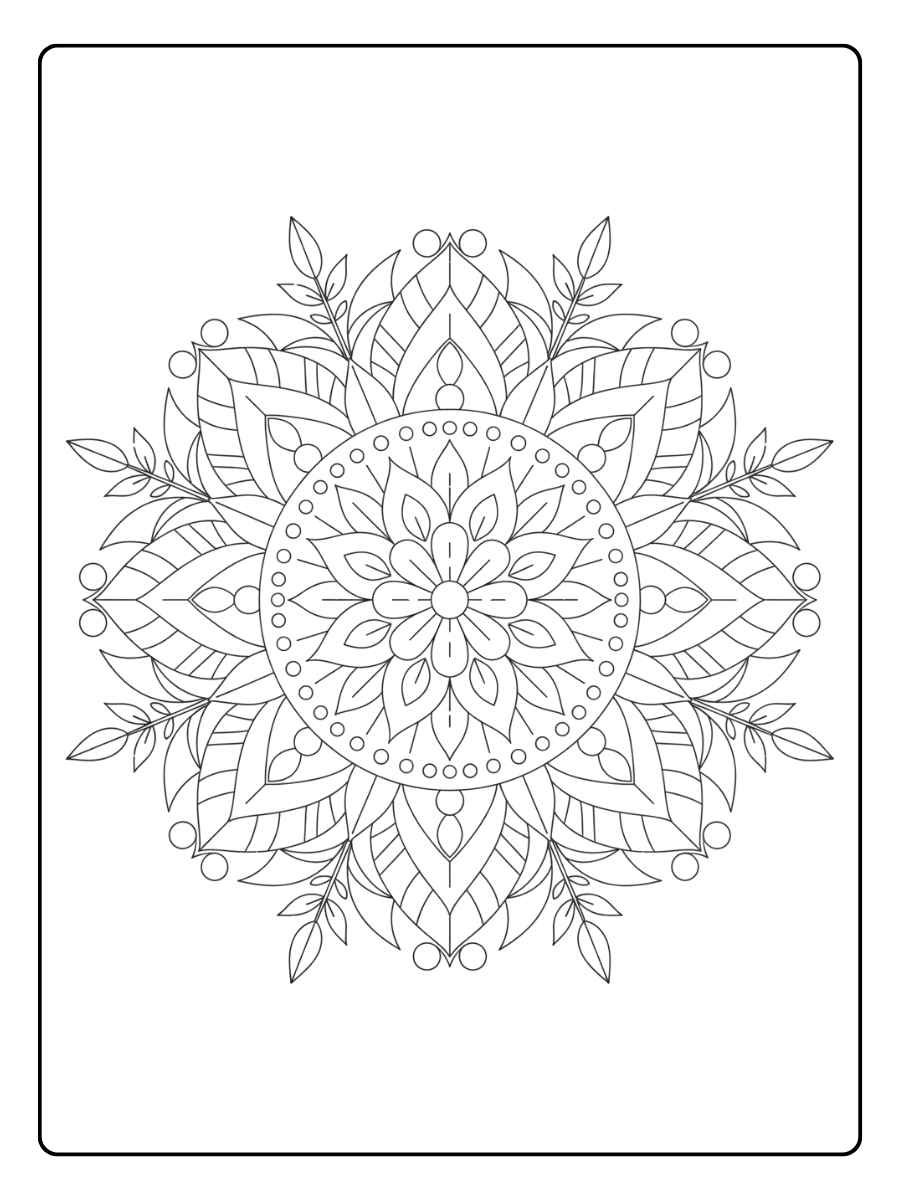 Mandala Ausmalbilder Symmetrisches Muster für innere Ruhe