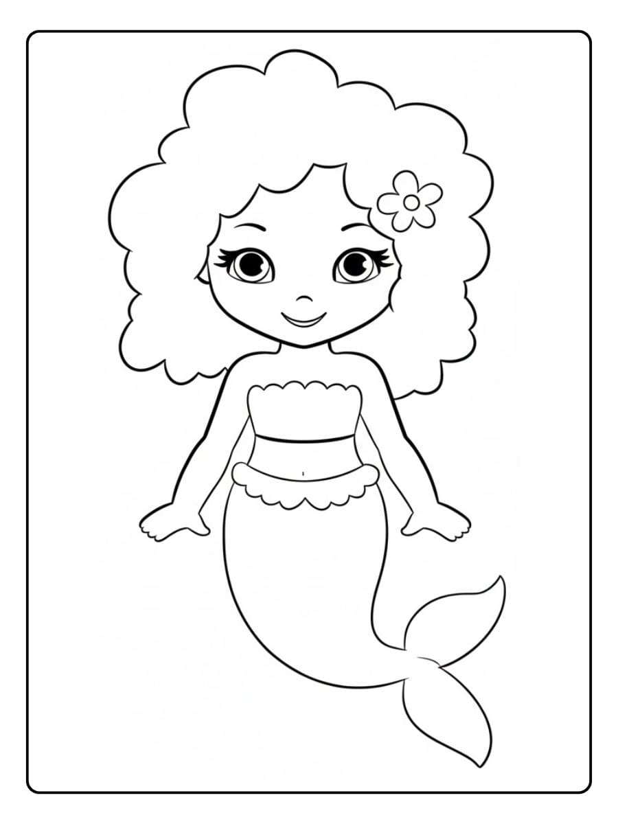 Meerjungfrau Ausmalbild Einfach und Süß