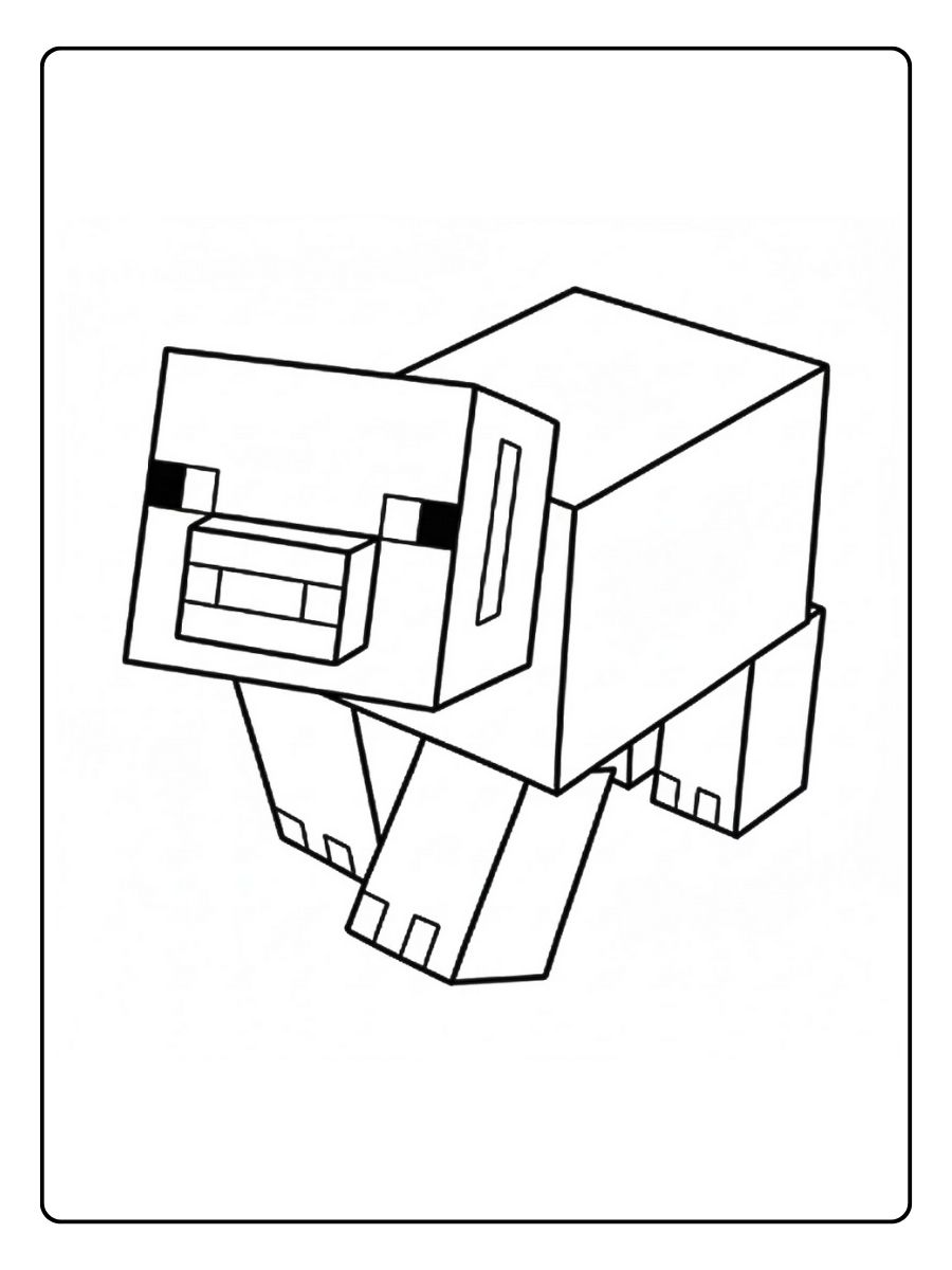 Minecraft Ausmalbilder Blockförmige Minecraft Kuh