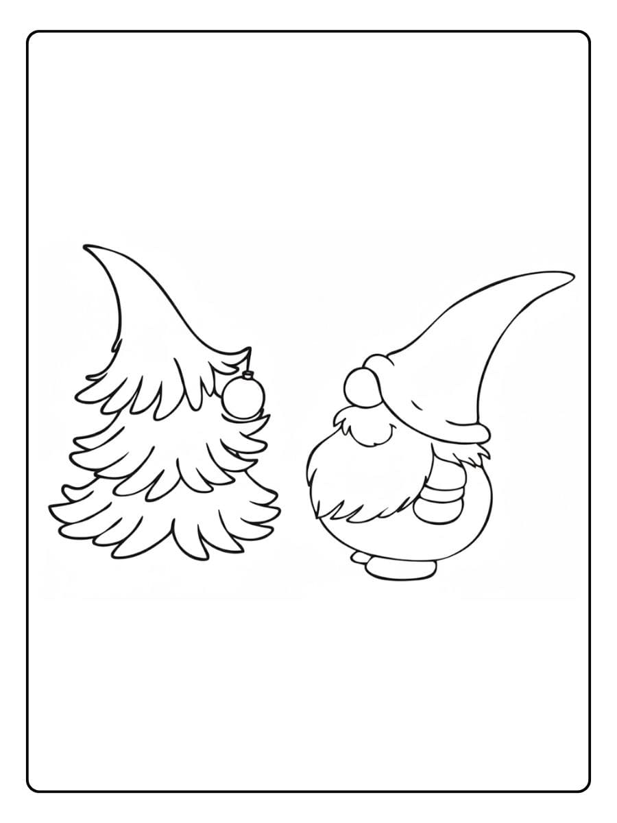 Minimalistisches Ausmalbild Weihnachten Wichtel