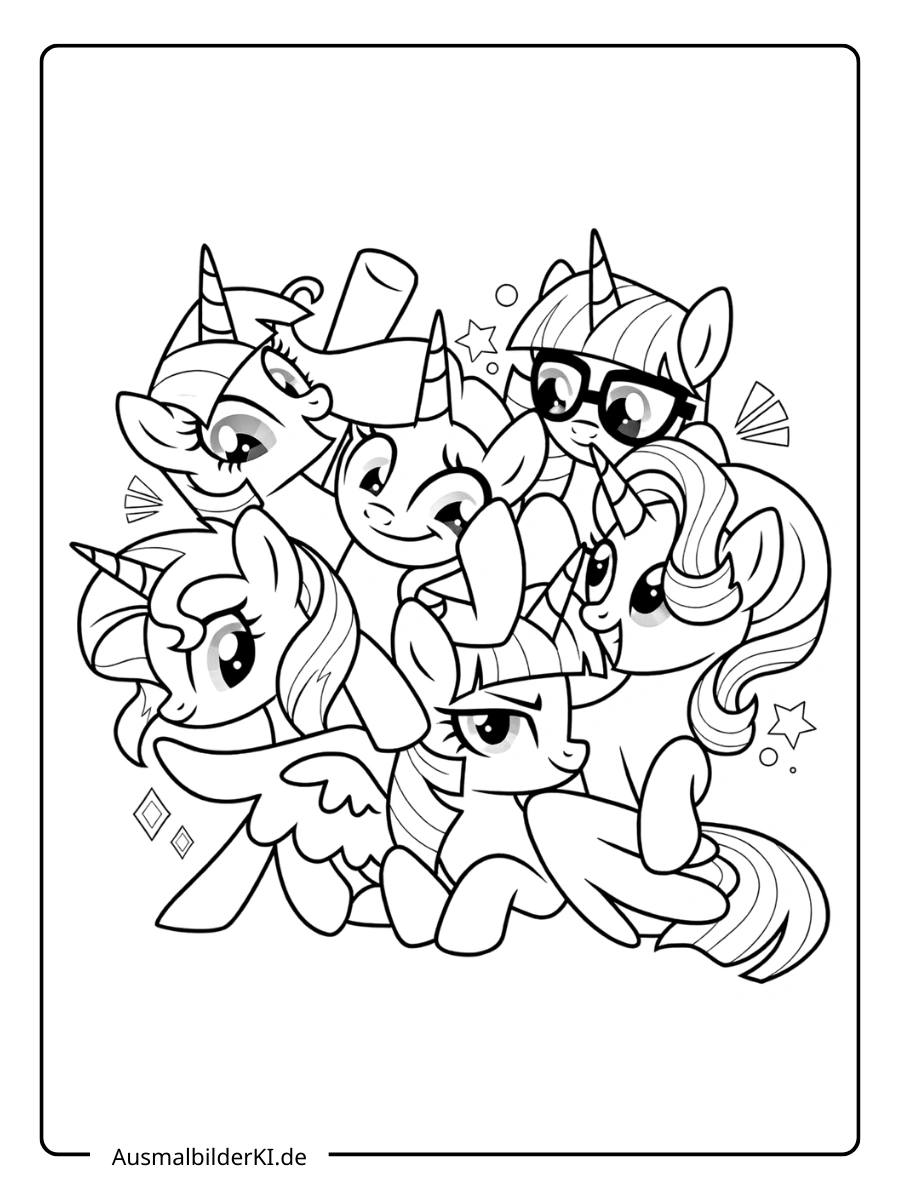 Lustiges My Little Pony Bild mit Ponys, die Sonnenbrillen tragen.