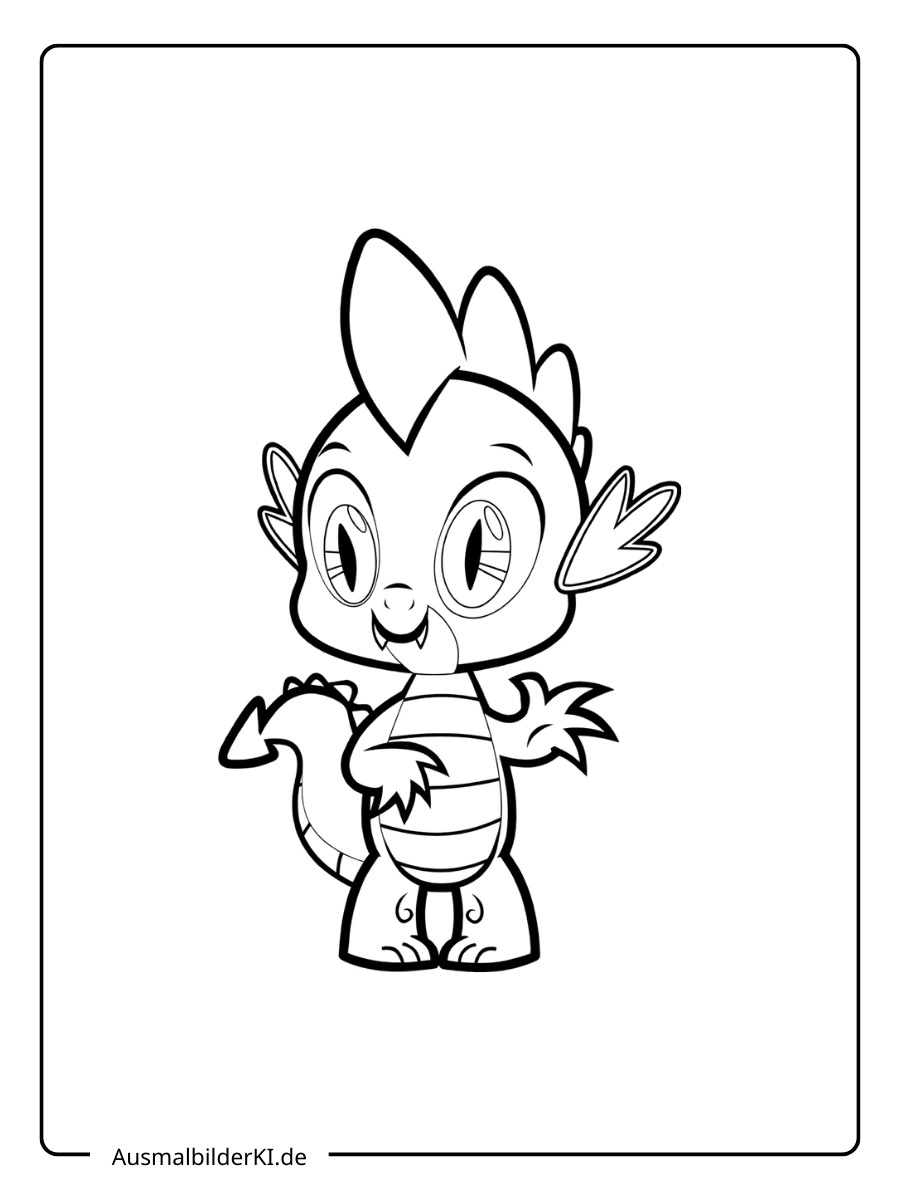 My Little Pony Ausmalbild Spike der Drache in einer fröhlichen Pose.