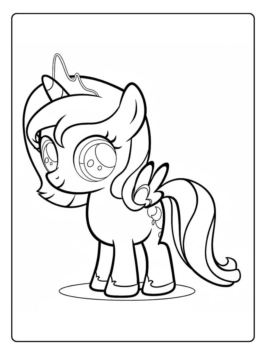 My Little Pony Ausmalbilder Einhorn Pony mit großen Augen und Flügeln