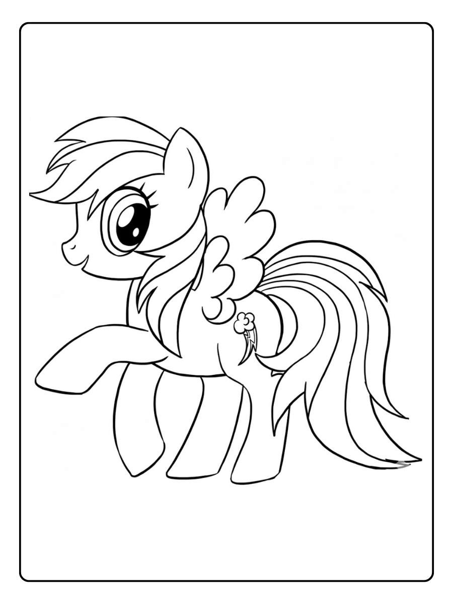 Rainbow Dash Pegasus Pony im Flug Ausmalvorlage.