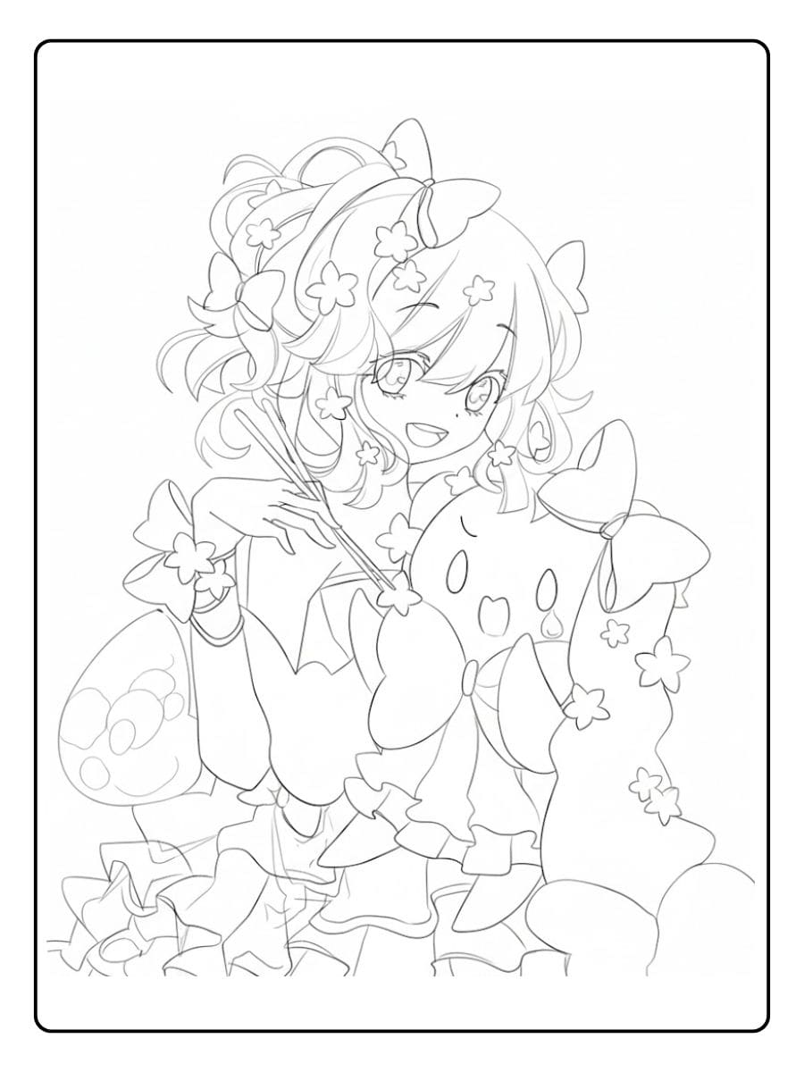 Niedliches Anime Mädchen Malvorlage Süße Ausmalbilder für Kinder