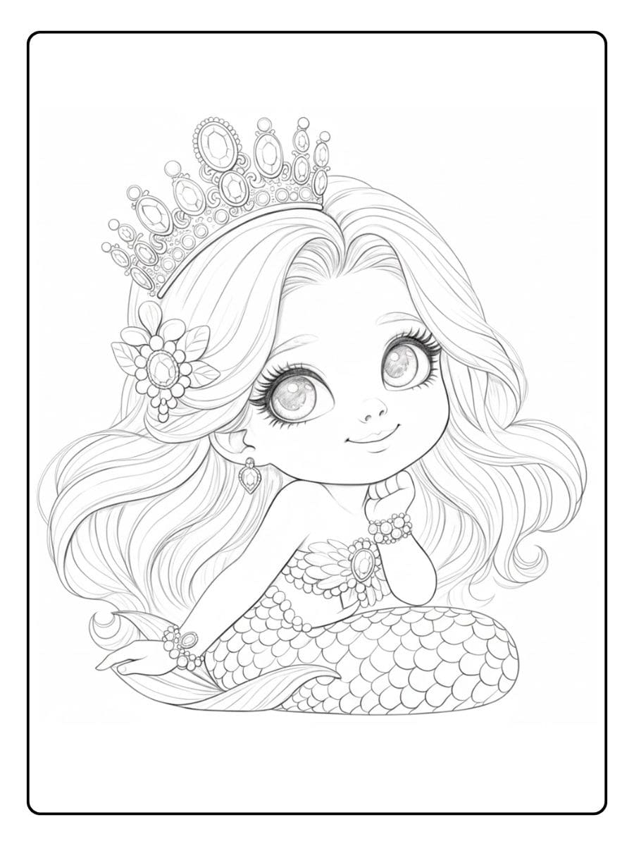 Niedliches Meerjungfrau Ausmalbild Einfach