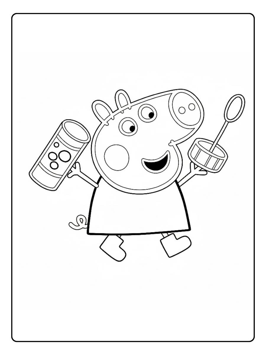 Peppa Wutz Ausmalbild beim Seifenblasenmachen
