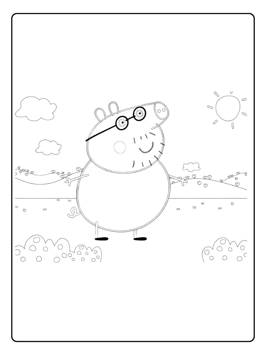 Peppa Wutz Ausmalbild beim Spaziergang im Freien