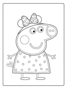 Peppa Wutz Ausmalbild mit Kleid und Schleife