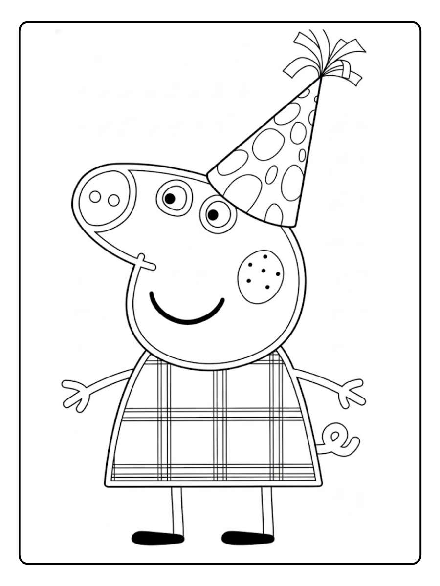 Peppa Wutz Ausmalbild mit Partyhut