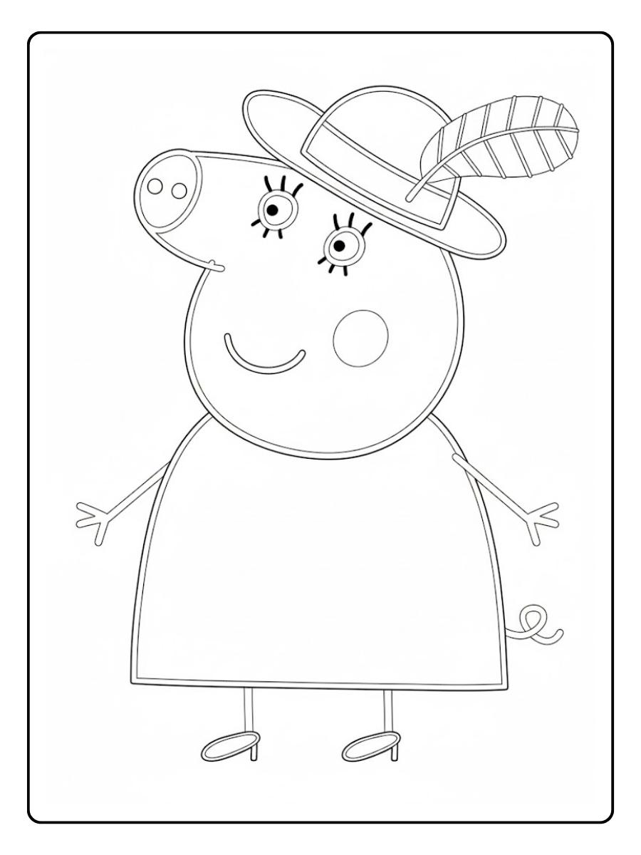 Peppa Wutz Ausmalbild mit Sommerhut