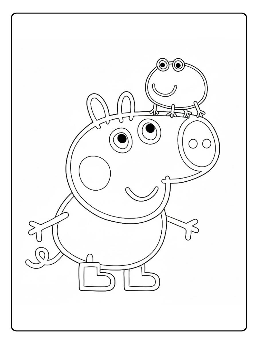 Peppa Wutz Ausmalbild mit ihrer Familie