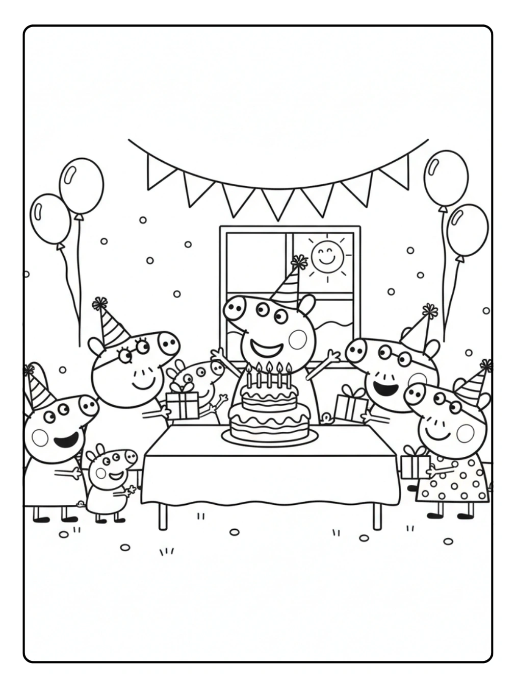 Peppa Wutz Ausmalbild – Peppa feiert Geburtstag