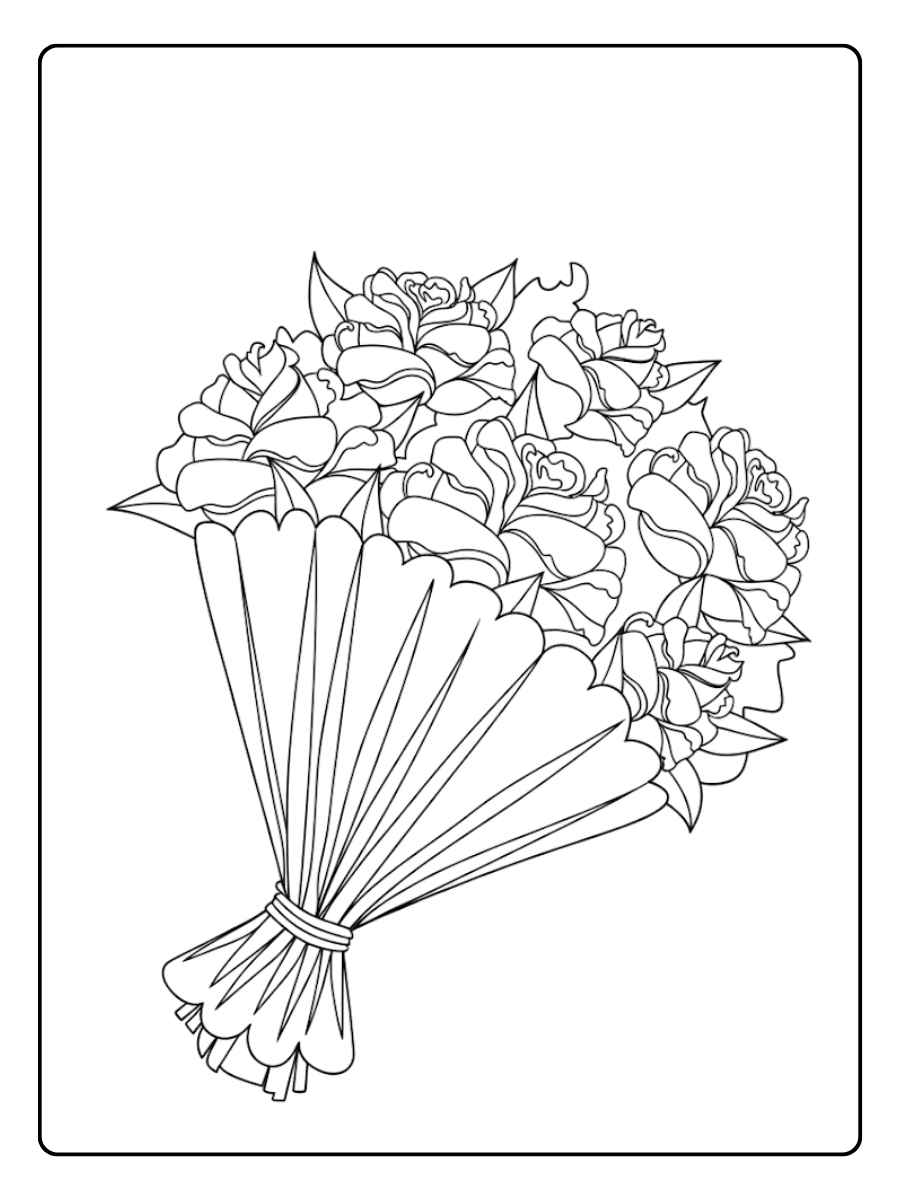 Schönes Blumenstrauß Ausmalbild