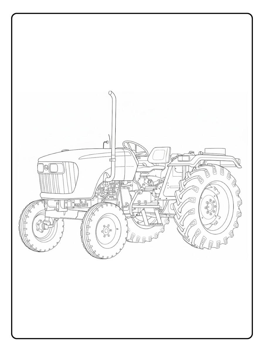 Schwarz Weiß Traktor Skizze zum Ausmalen