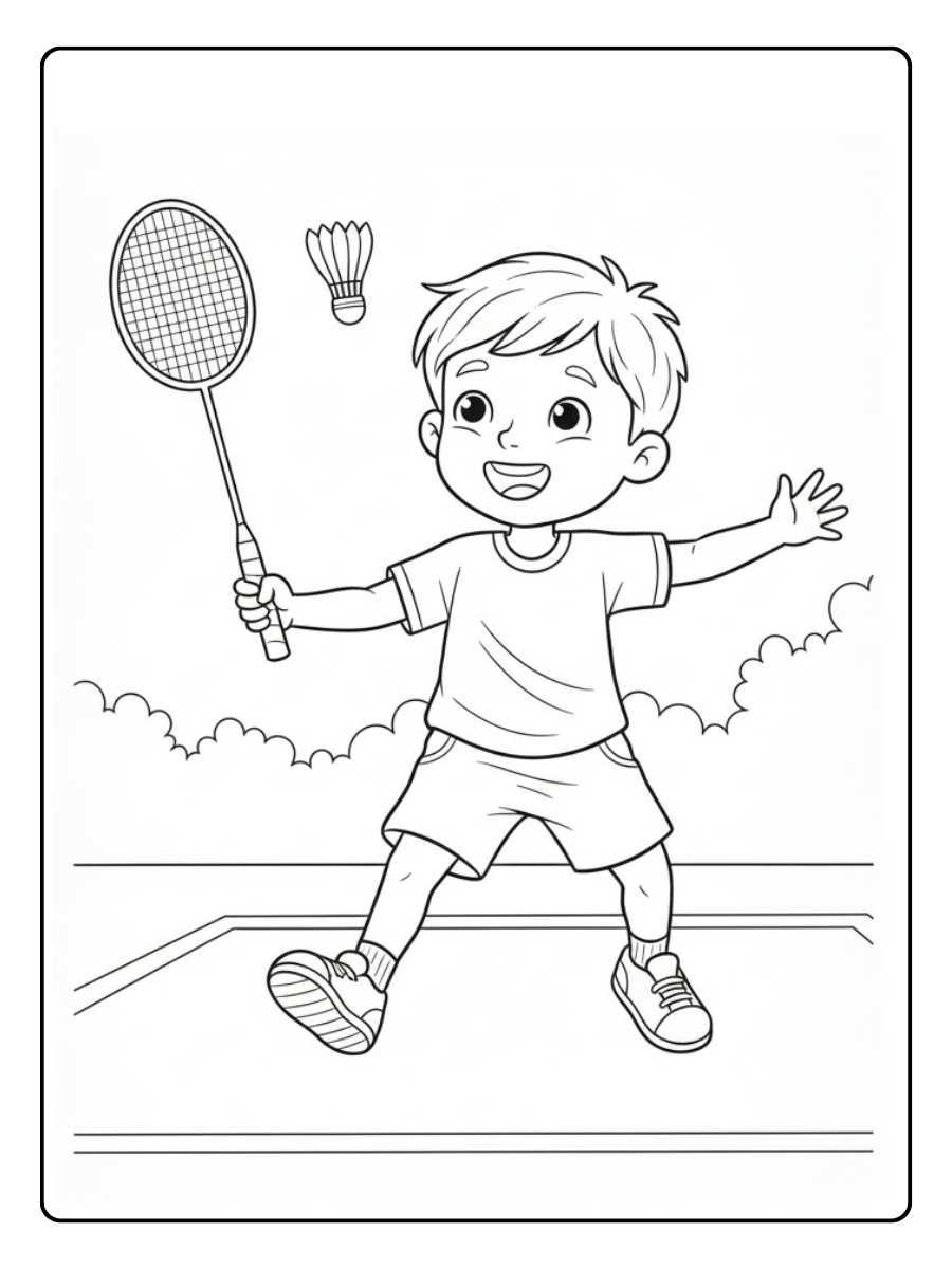 Sportarten Malvorlagen Das schnelle Federballspiel