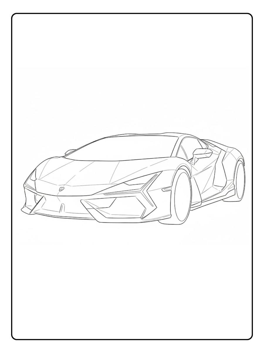 Sportwagen Skizze Lamborghini Ausmalbild für Kinder und Erwachsene