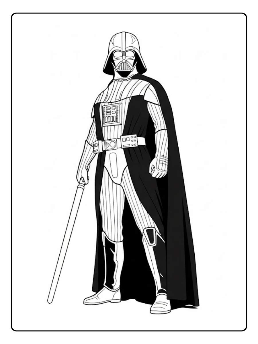 Star Wars Ausmalbilder Darth Vader mit Lichtschwert