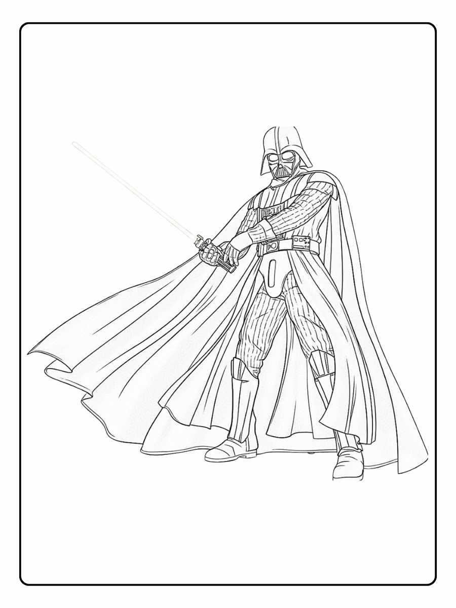 Star Wars Ausmalbilder Darth Vader mit wehenden Umhang