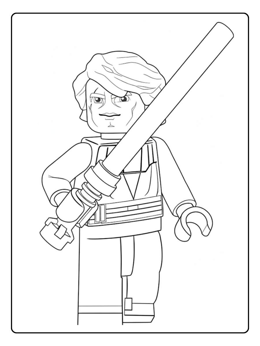 Star Wars Ausmalbilder Lego Anakin Skywalker mit Lichtschwert