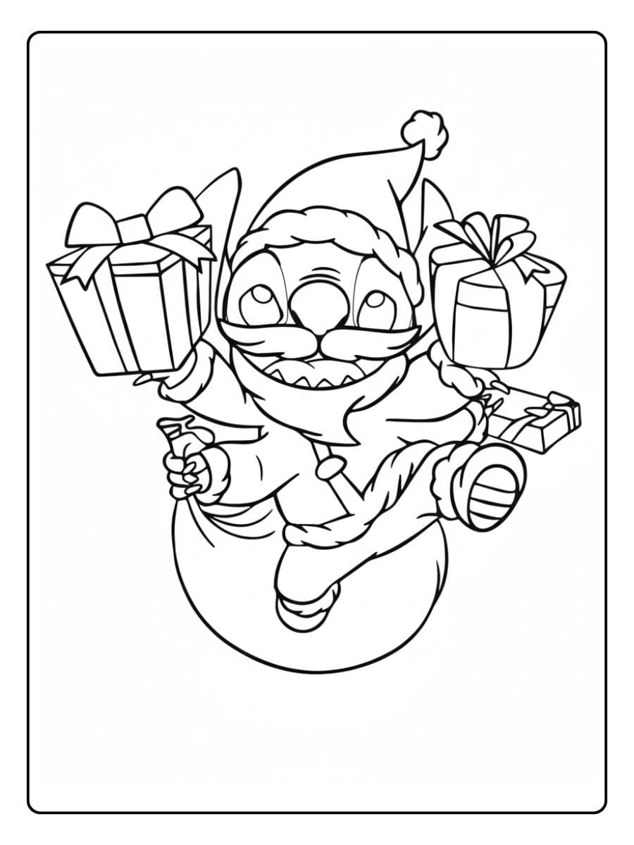 Stitch Ausmalbilder Weihnachten Chaos mit der Lichterkette