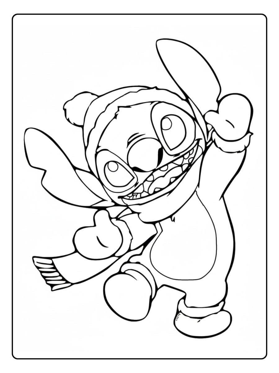 Stitch Ausmalbilder Weihnachten Süßes Motiv mit Christbaum und Geschenken