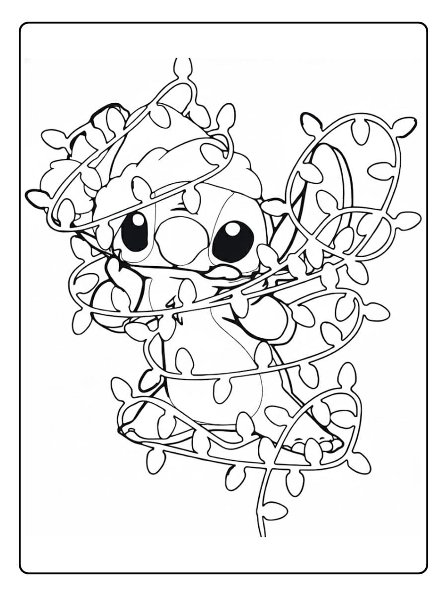 Stitch Ausmalbilder Weihnachten Fröhliche Malvorlage im Rentier Look