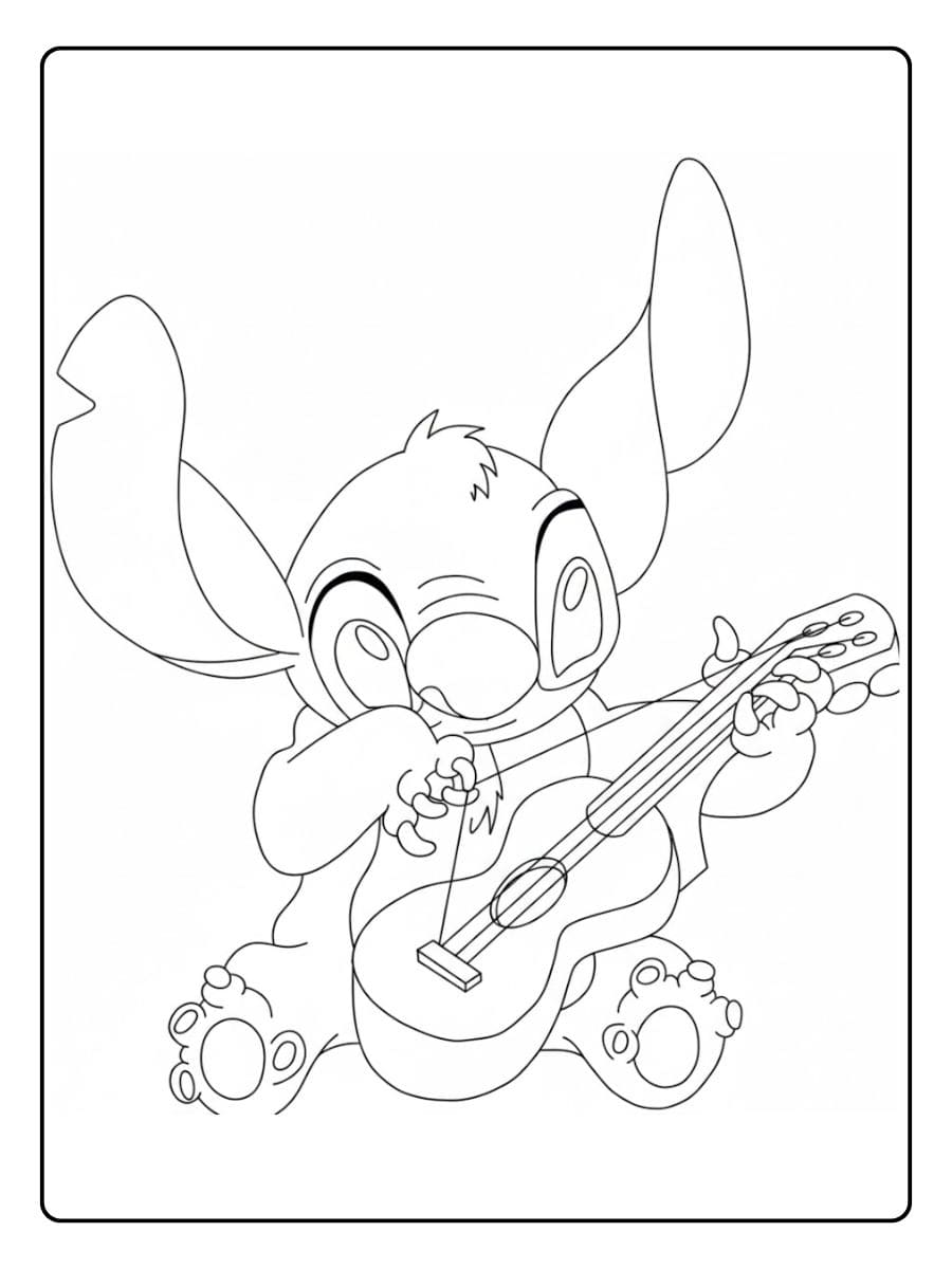 Stitch Ausmalbilder mit Gitarre
