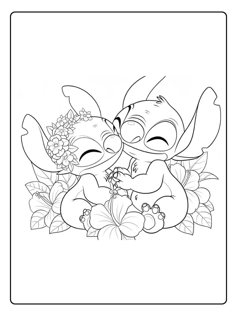Stitch und Angel Ausmalbilder Dicke Linien zum Ausmalen