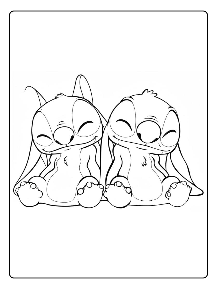 Stitch und Angel Ausmalbilder Freunde Umarmung