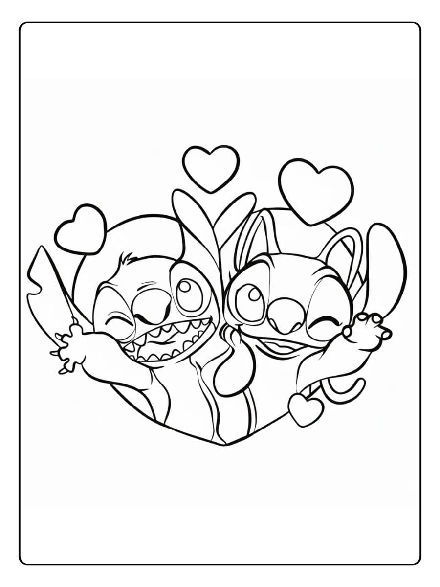 Stitch und Angel Ausmalbilder Süße Umarmung