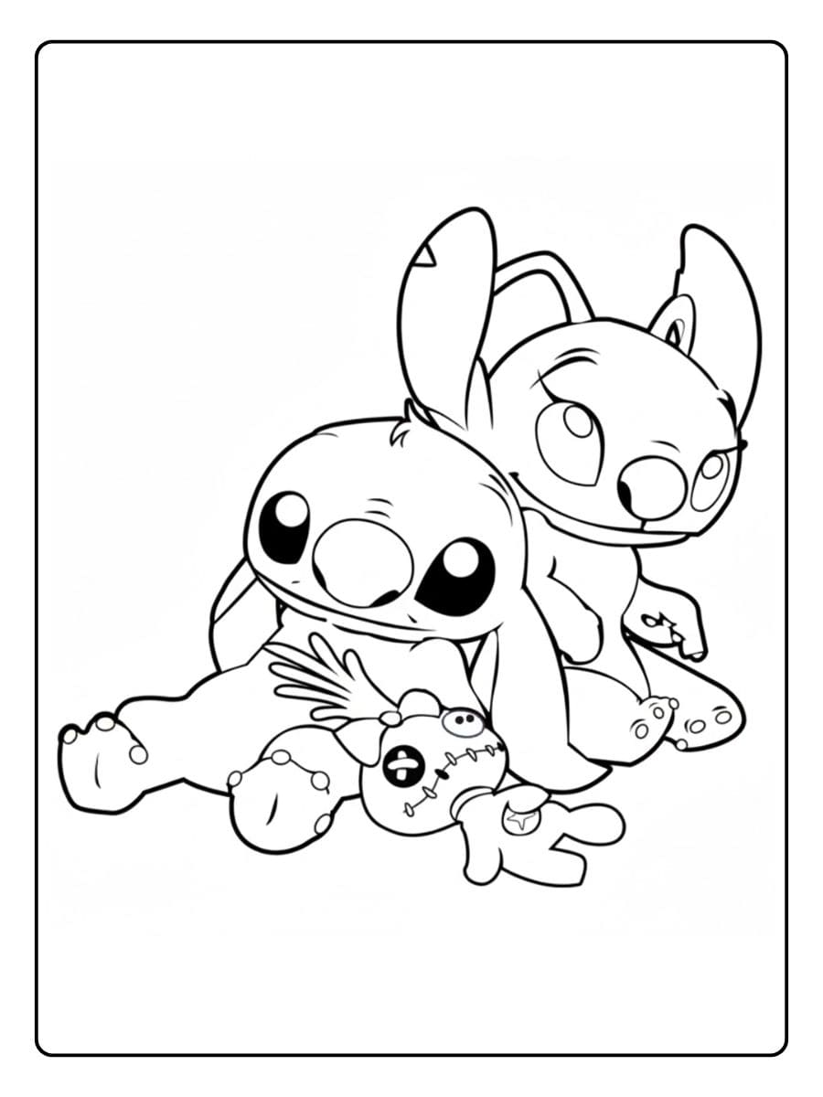 Stitch und Angel Ausmalbilder für Kinder