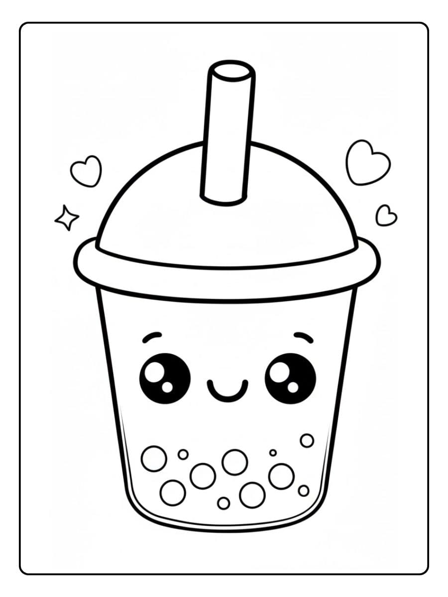 Süß Ausmalbilder Bubble Tea Tasse