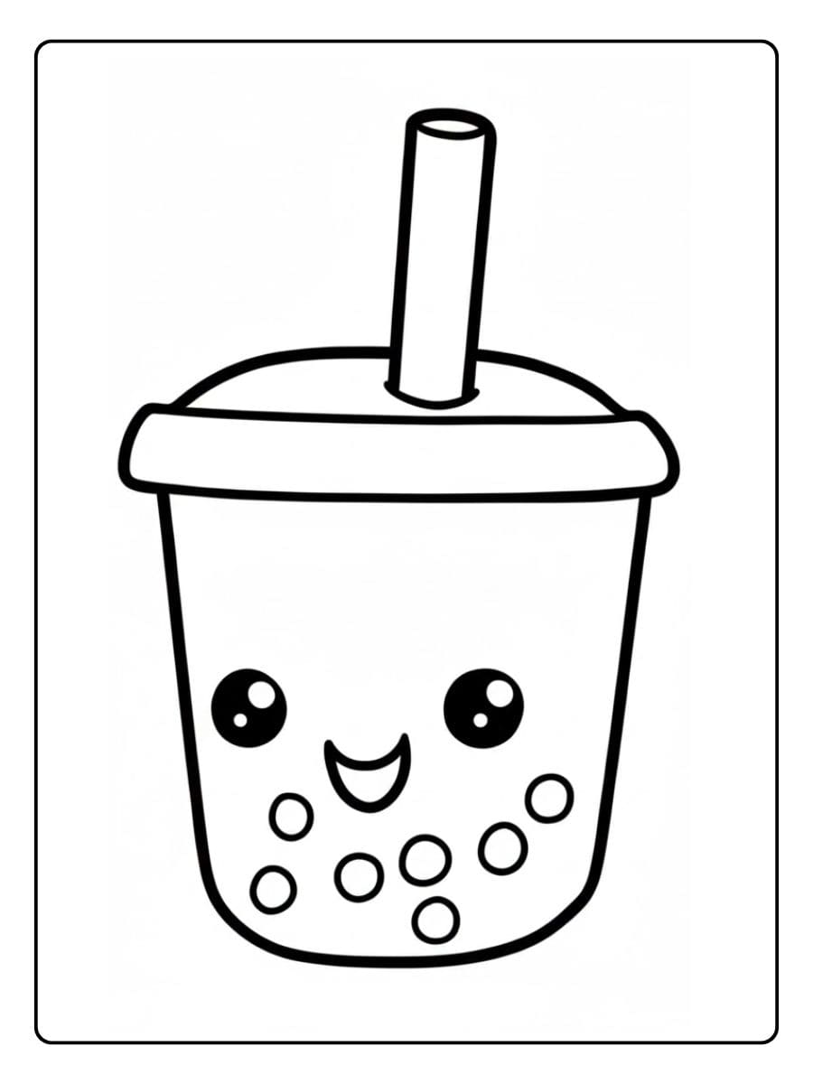 Süß Ausmalbilder Bubble Tea