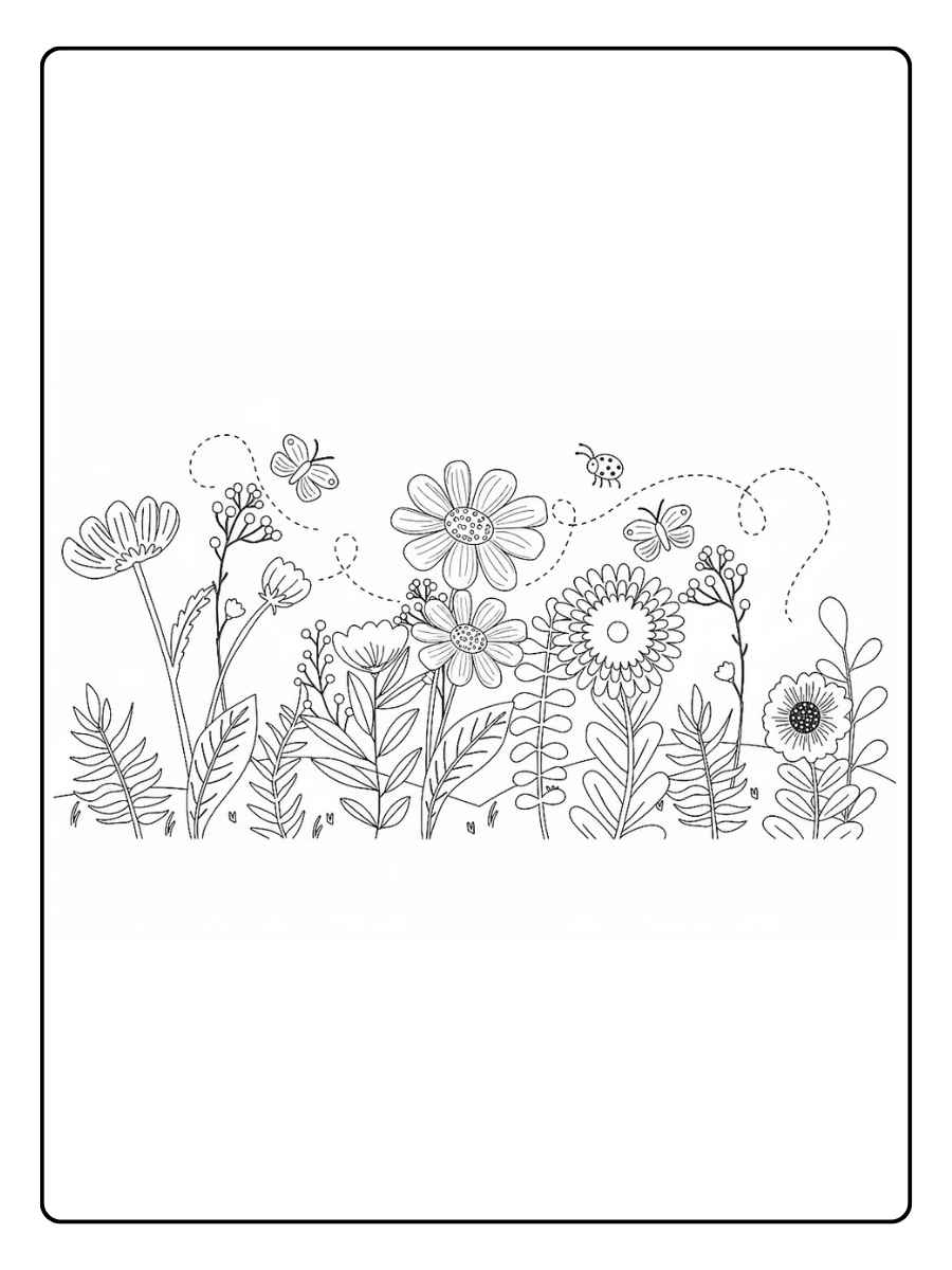 Süße Ausmalbilder Blumenwiese