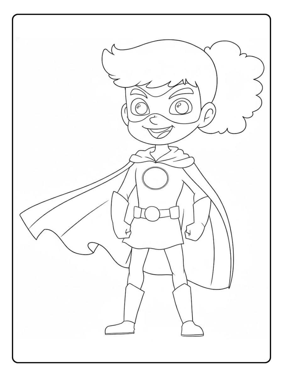 Superhelden Ausmalbild Mädchen fliegt