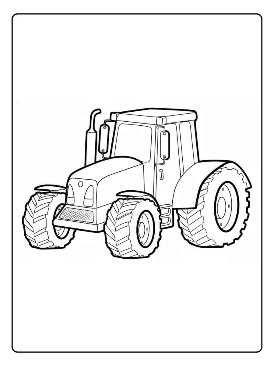 Traktor Ausmalbild für Kinder zum Ausdrucken Einfache Skizze Schwarz Weiß