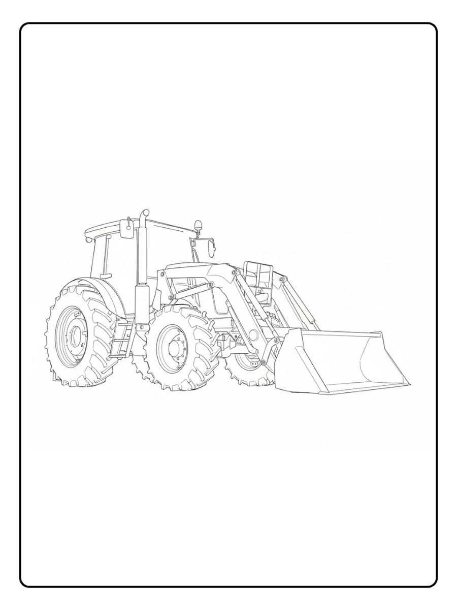 Traktor Ausmalbild mit Ladeschaufel